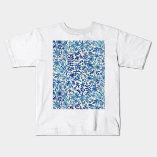 Floating Garden - a watercolor pattern in blue Kids T-Shirt